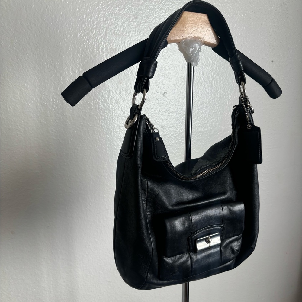 Coach Kristin convertible leather crossbody hobo bag with hardware